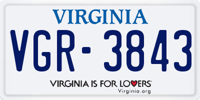 VA license plate VGR3843