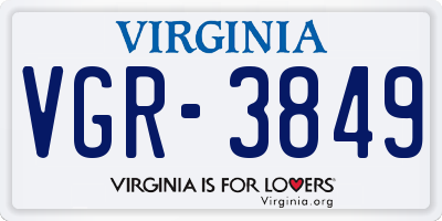 VA license plate VGR3849