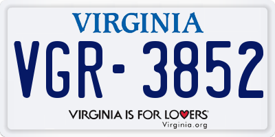 VA license plate VGR3852