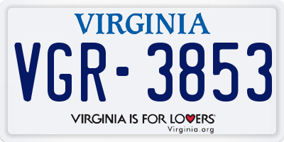 VA license plate VGR3853