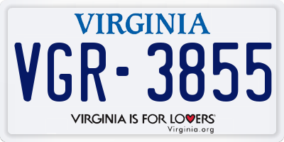 VA license plate VGR3855