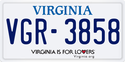 VA license plate VGR3858