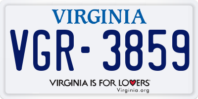 VA license plate VGR3859