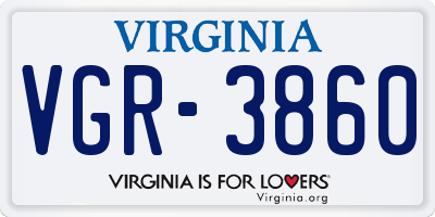 VA license plate VGR3860