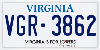 VA license plate VGR3862