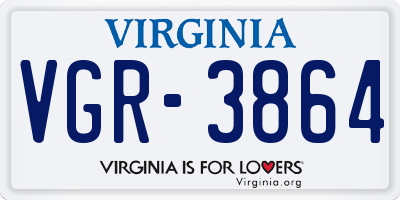 VA license plate VGR3864