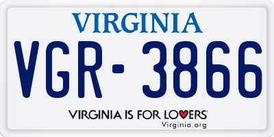 VA license plate VGR3866