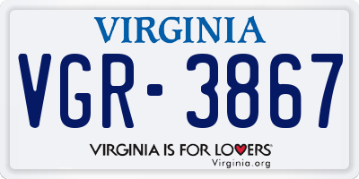 VA license plate VGR3867