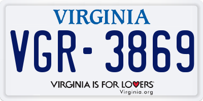 VA license plate VGR3869