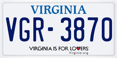 VA license plate VGR3870
