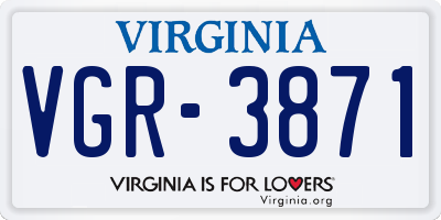 VA license plate VGR3871