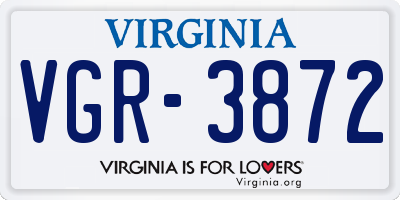 VA license plate VGR3872