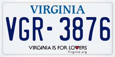 VA license plate VGR3876