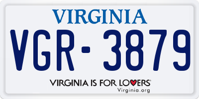 VA license plate VGR3879