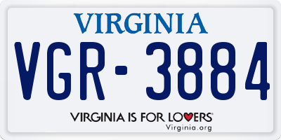 VA license plate VGR3884