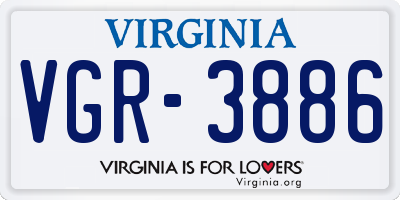 VA license plate VGR3886