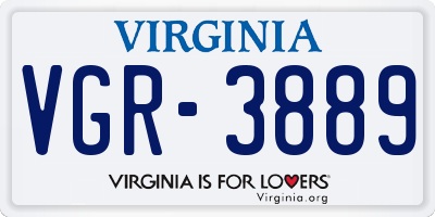 VA license plate VGR3889