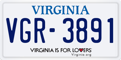 VA license plate VGR3891