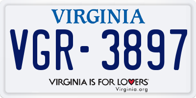 VA license plate VGR3897