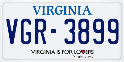 VA license plate VGR3899