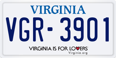 VA license plate VGR3901