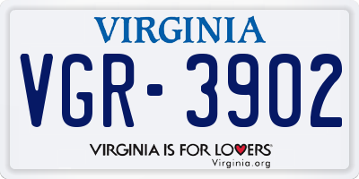 VA license plate VGR3902