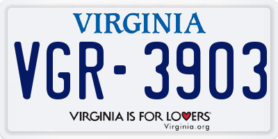 VA license plate VGR3903