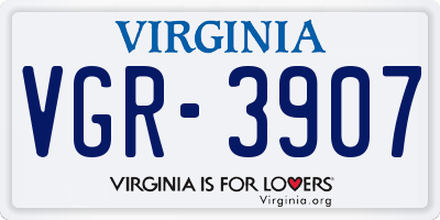 VA license plate VGR3907