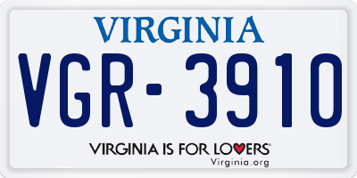 VA license plate VGR3910