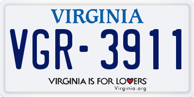 VA license plate VGR3911