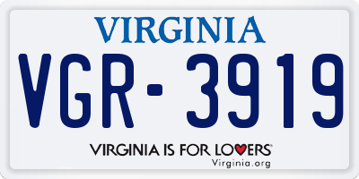VA license plate VGR3919