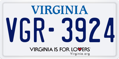 VA license plate VGR3924
