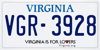 VA license plate VGR3928