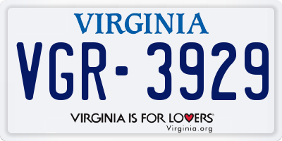 VA license plate VGR3929