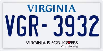 VA license plate VGR3932