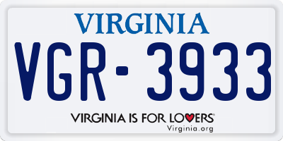 VA license plate VGR3933