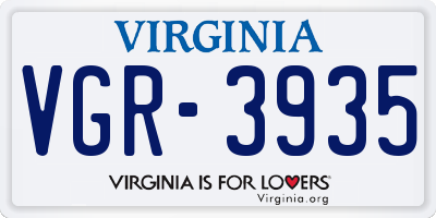 VA license plate VGR3935