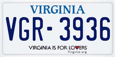 VA license plate VGR3936