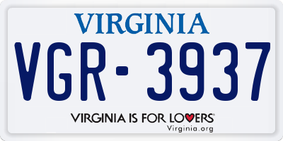 VA license plate VGR3937