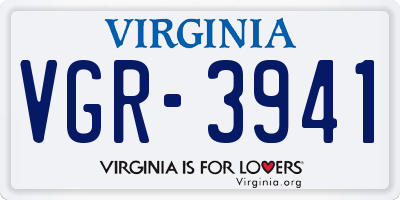 VA license plate VGR3941