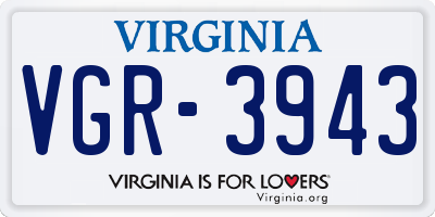VA license plate VGR3943
