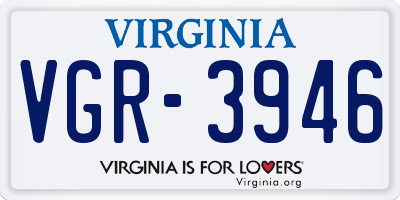 VA license plate VGR3946