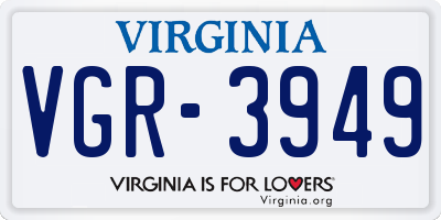 VA license plate VGR3949