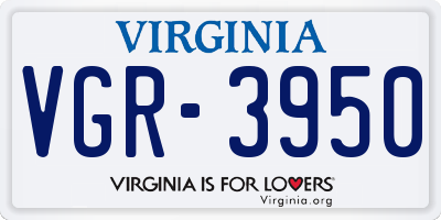 VA license plate VGR3950