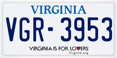 VA license plate VGR3953