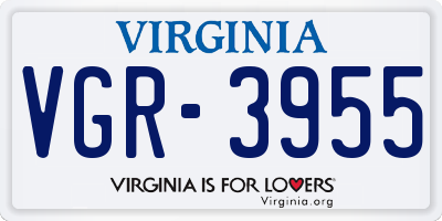 VA license plate VGR3955