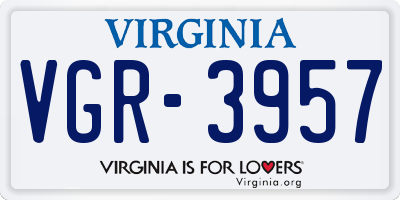 VA license plate VGR3957