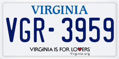 VA license plate VGR3959