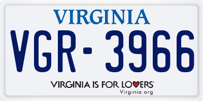 VA license plate VGR3966