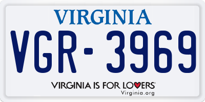 VA license plate VGR3969